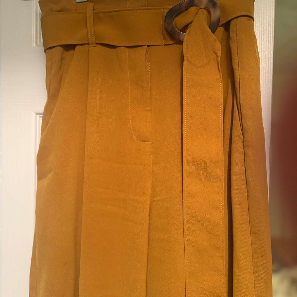 Anthropology Moon River Mustard Belted Women's Wide Leg Pants Size Small